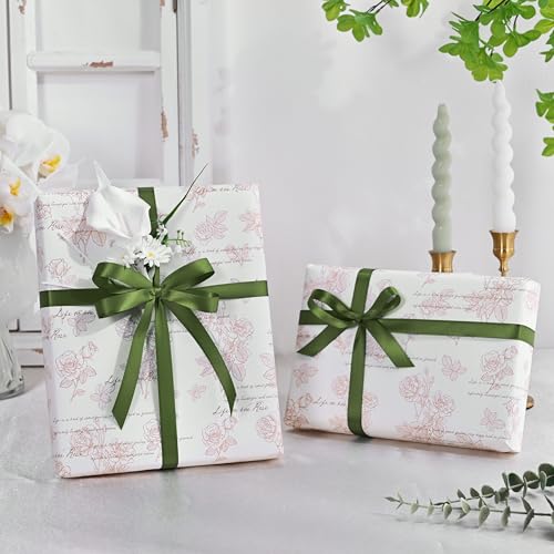 Image of Double Face Moss Satin Ribbon 1 /2 inch X 50 Yards Polyester Moss Ribbon for Gift Wrapping Very Suitable for Weddings Party Invitation Decorations and More