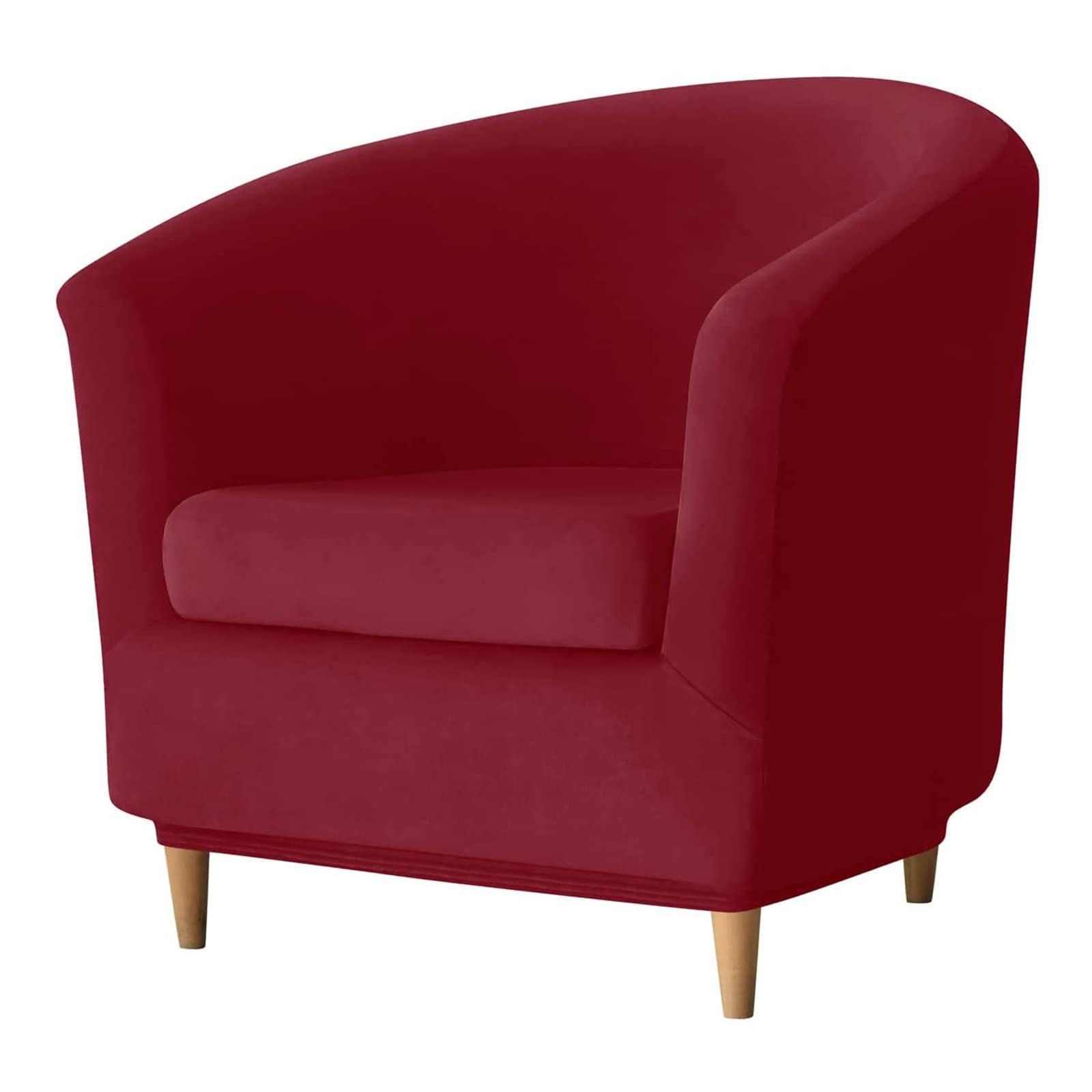 JHLD 2 Piece Stretch Club Chair Slipcover, Tub Chair Cover Velvet soft Armchair Chair Slipcovers Removable Washable For living room -wine red-2 pieces