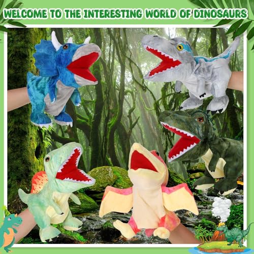 Wettarn WAY-WETTARN-2221 10 Pieces Dinosaur Hand Puppets 11.8 Inch Plush Stuffed Animals thumb #2