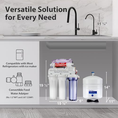 Image of iSpring RCC7AK-UVBLK, NSF /ANSI 58 Certified, Alkaline and UV 7-Stage Reverse Osmosis Water Filter System, Clear Housing for Easy Filter Inspection, Reduces PFAS, TDS, Chlorine, Lead, pH+