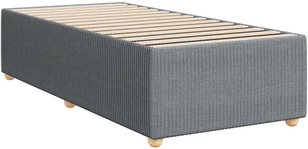Bed Frame Light Gray Polyester Twin Platform with Slatted Foundation, Durable Heavy-Duty Sturdy Furniture for Bedroom Mattress Support, Easy Assembly, No Box Spring Needed