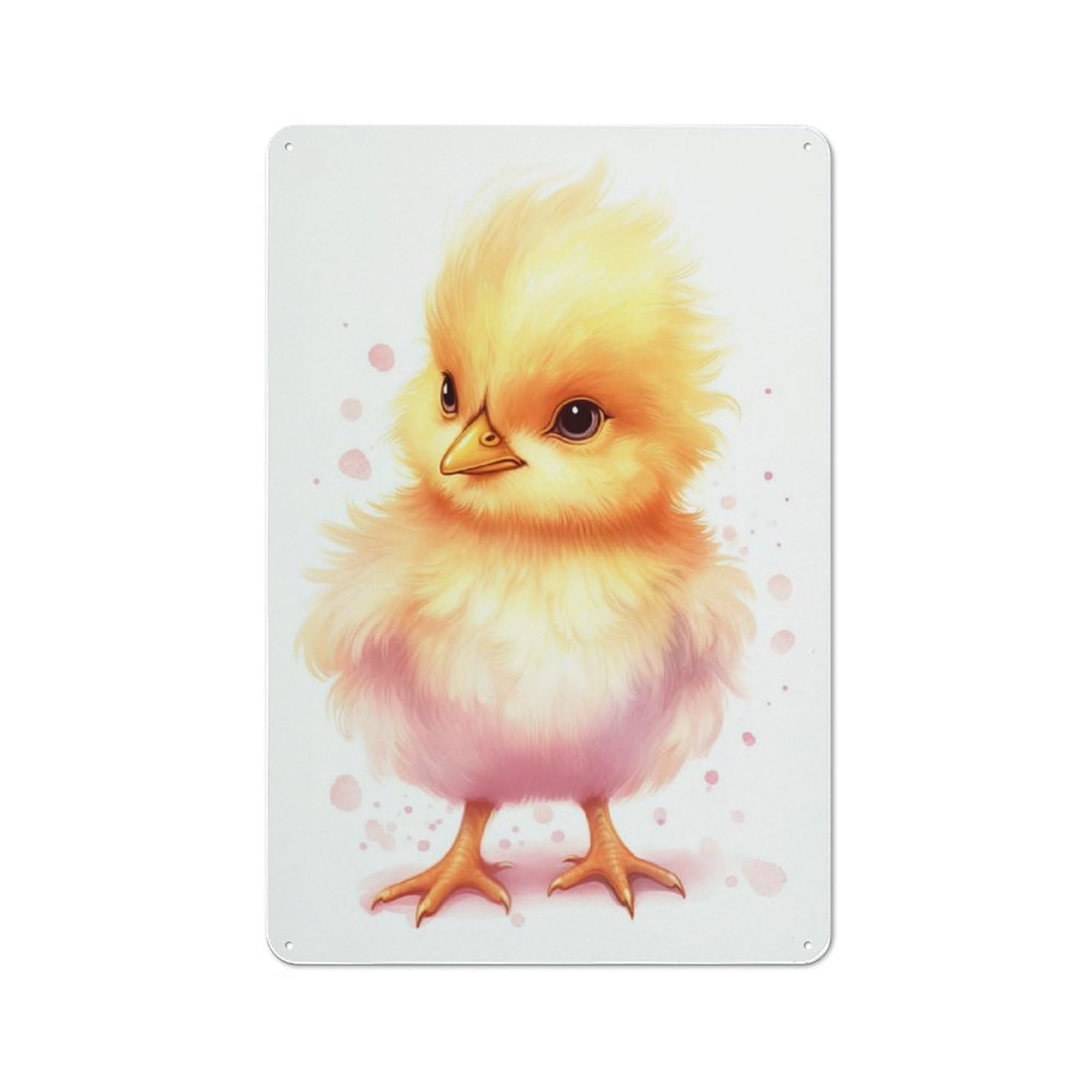 Watercolor Baby Chicken Decorative Tin Sign 30x20cm, Old Fashioned Vintage Wall Decor for Lounge, Study, Pub Or Wall Gallery