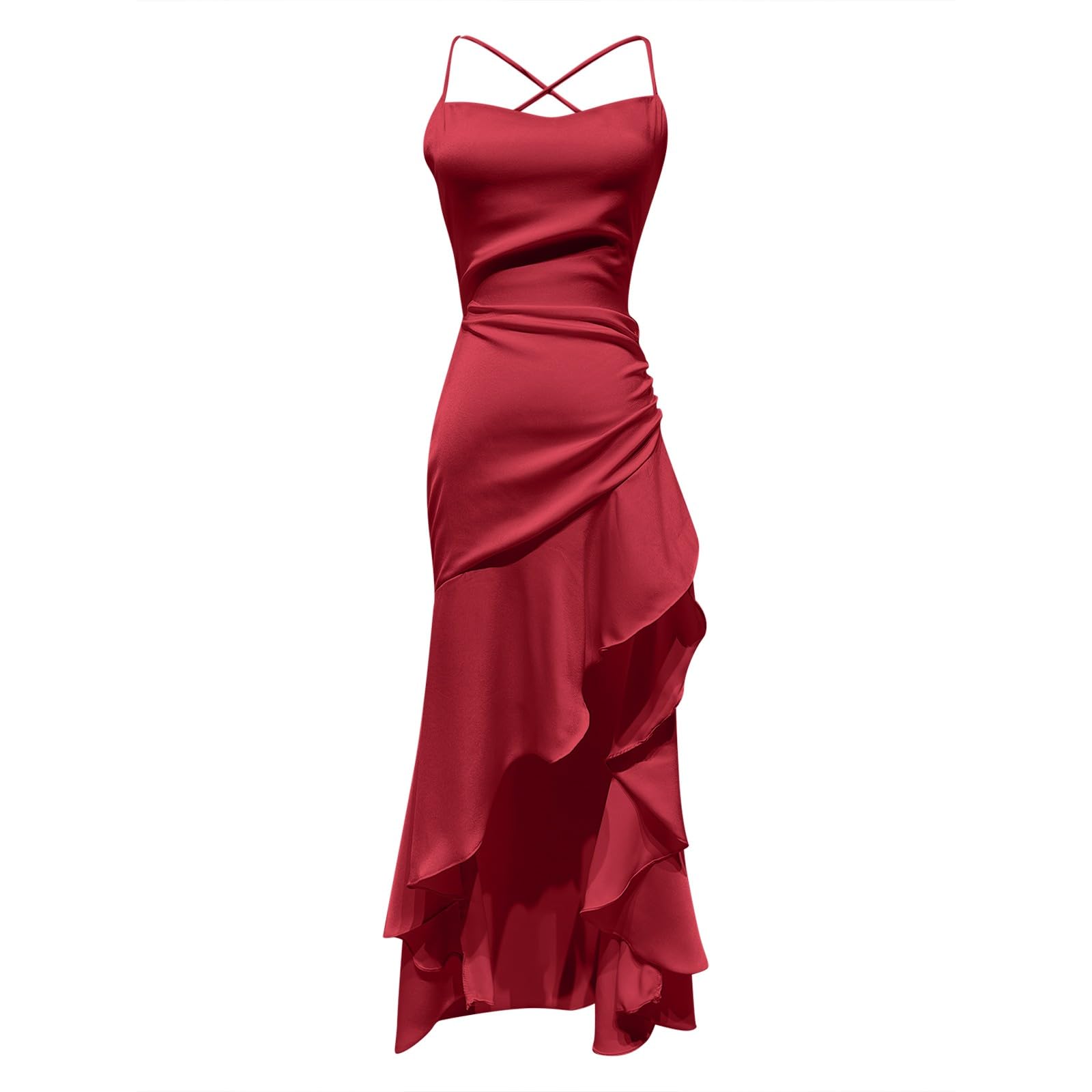 Abito Lungo Donna Sexy con Spalline Sottili Schiena Nuda E Taglio Aderente per Eventi Esclusivi - Vestito Elegante Aperta Slim Fit Serate Speciali per Luna Miele, Anniversari O San