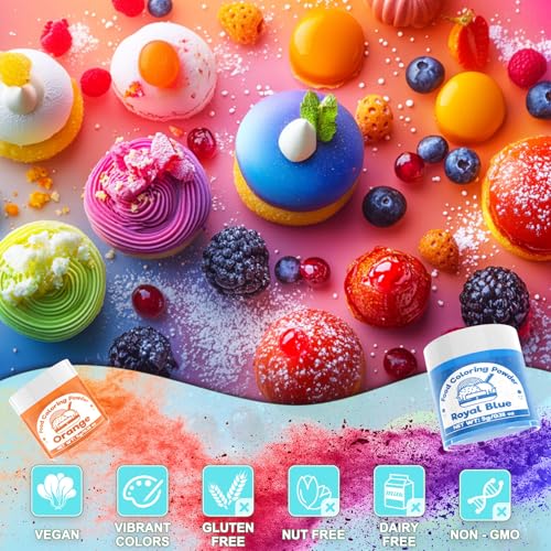 Image of Food Coloring Powder for Baking - 15 Bright Colors Powdered Food Coloring | Flavorless High Concentrated Upgraded Food Dye for Icing, Baking, Cake Decorating, Cooking, Frosting - 5g /each