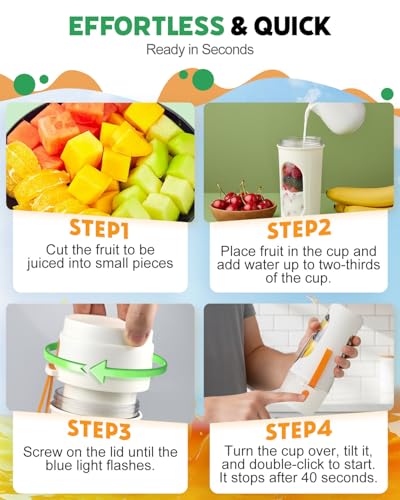 Image of Portable Blender for Smoothies, BPA Free Mini Blender for Mixing Protein Powder, 15 Oz Dishwasher Safe Portable Bottle with 12-Blade, Rechargable Sport Bottle Compact and Easy to Clean