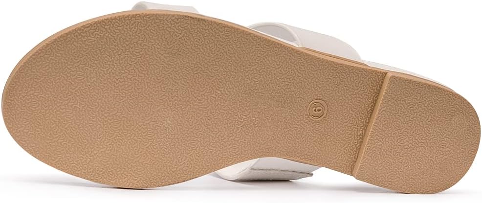 LM Women's Slide Sandals Two Band Slip On Flat Sandals Casual Summer Sandals image 4