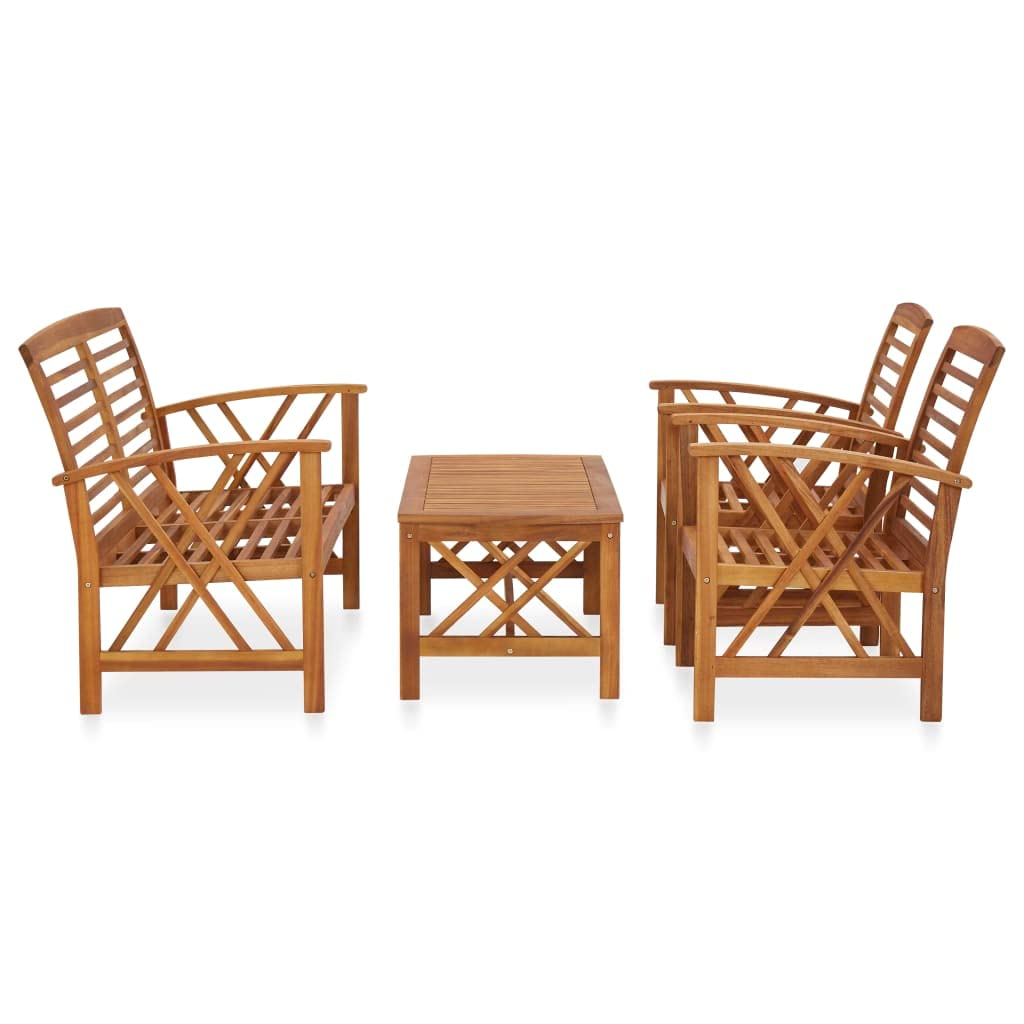 vidaXL Salon de Jardin 4 pcs Mobilier d'Extérieur Mobilier de Patio Meubles de Jardin Meubles de Terrasse Arrière-Cour Bois d'Acacia Massif