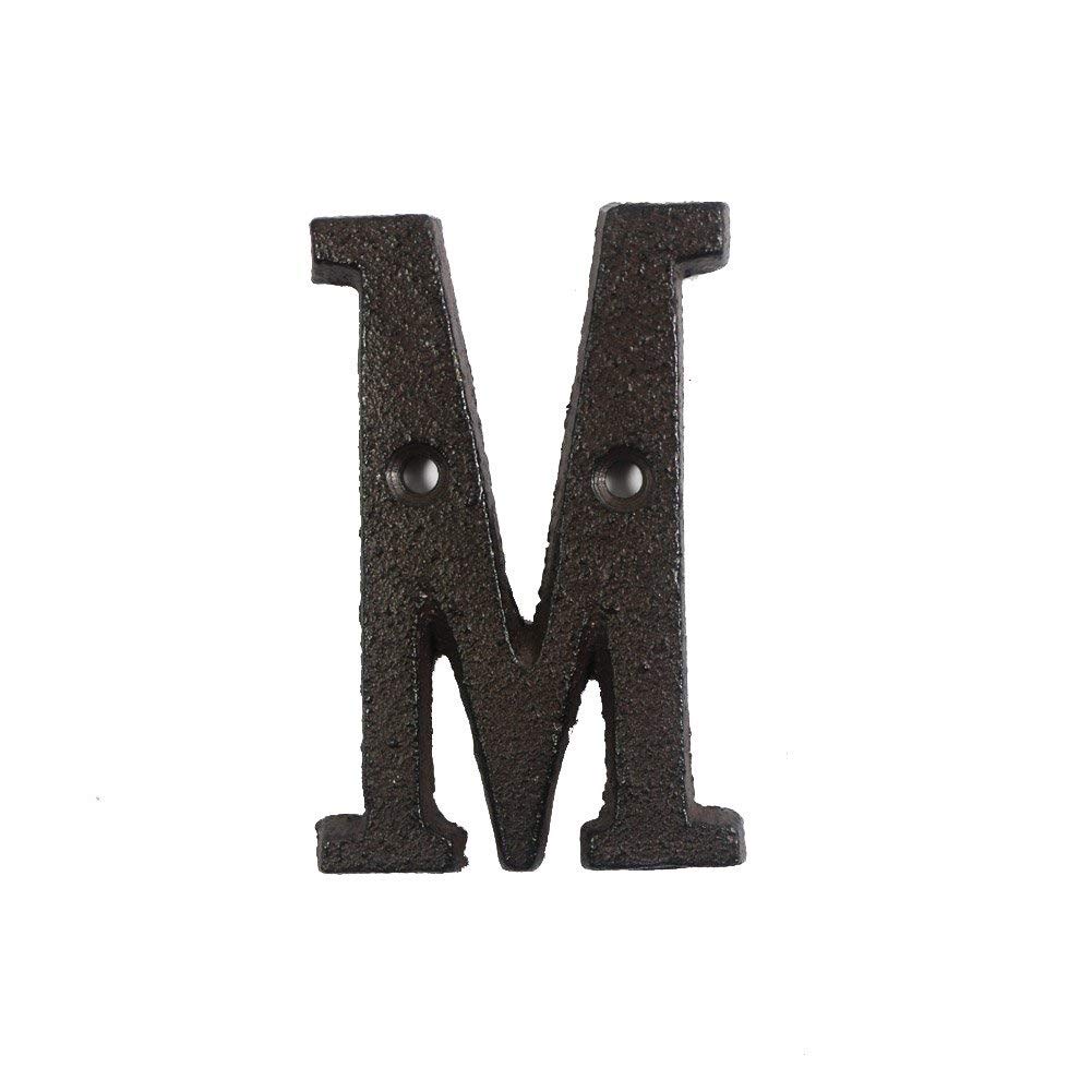 A To Z ?0 To 9 Metal Letters & Numbers Cast Iron Decoration House Sign Doorplate DIY Cafe Wall 8cm Wrought Iron Letter Signs Dormitory Room Number, 1PCS (Color : M)
