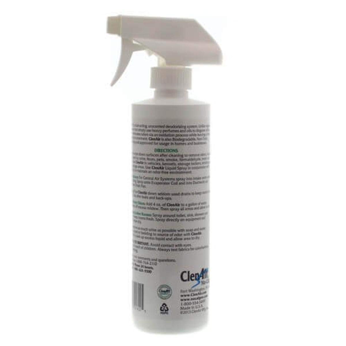 Nu-Calgon 61030 ClenAir Odor Deodorizing Unscented Liquid Spray, 16 oz
