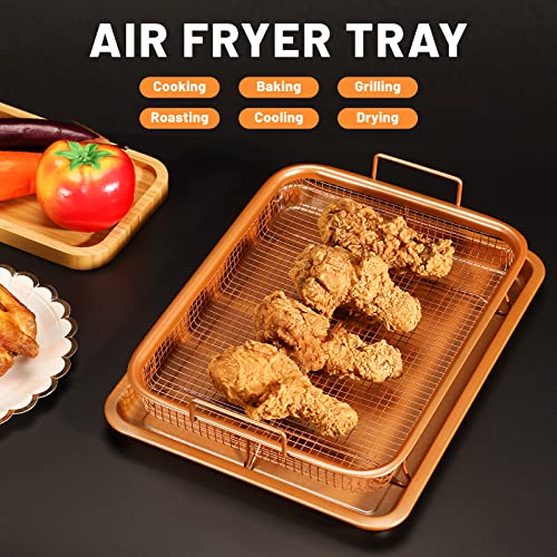Air Fryer Basket For Oven, Stainless Steel Air Fryer Tray, Baking Sheet Cookie Sheet Set, Oven Air Fryer Basket Grill Basket Oven Tray, 2 Piece #TOP4