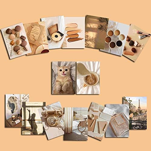 ARVOV Collage Print Kit, Aesthetic Picture for Wall Collage, Collage Posters Kit for Wall Aesthetic,Wall Collage Kit for Teen Girls Students Women - 50Pcs- Beige