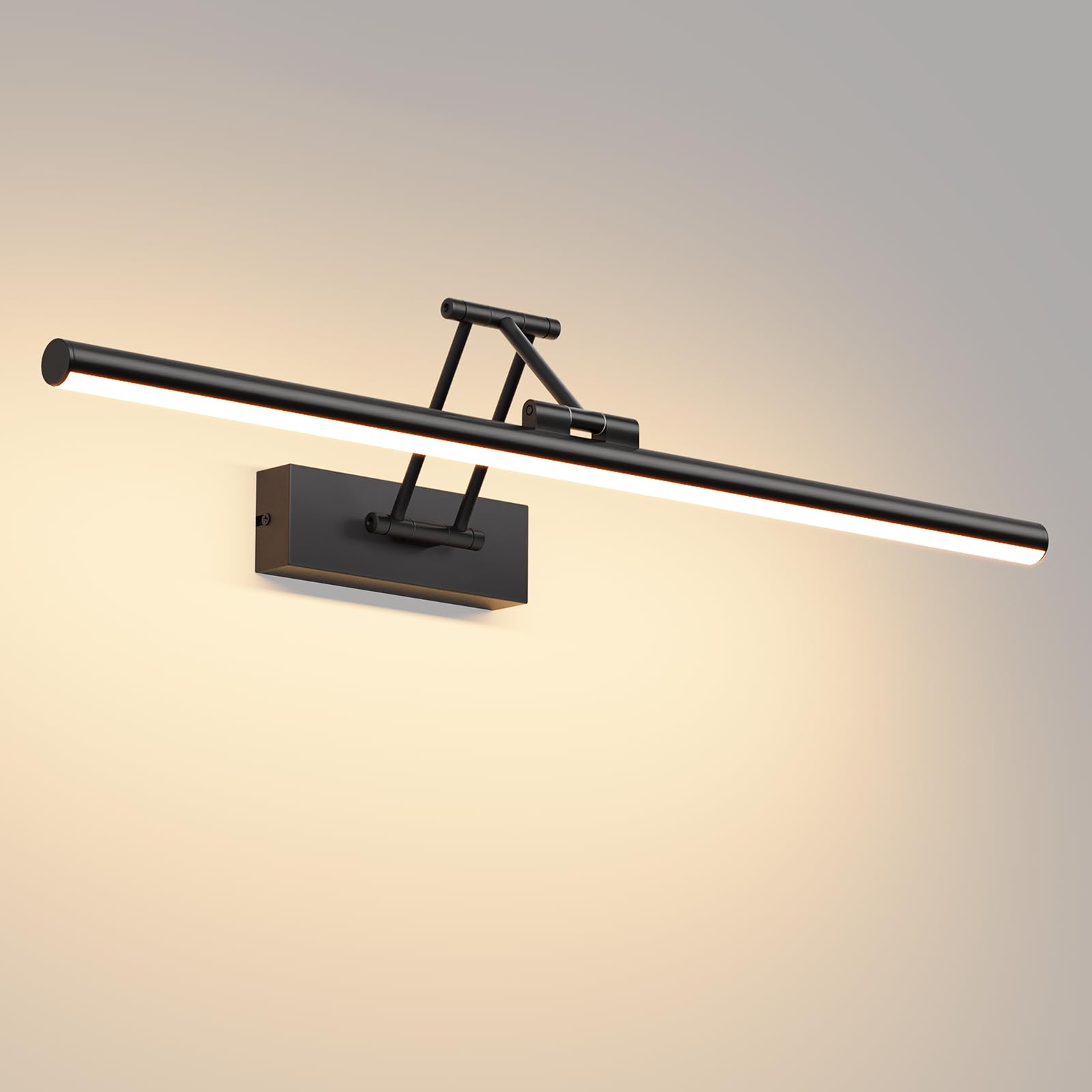 Klighten Led Lampada Da Specchio Bagno 60cm,Lampada Da Parete Rotante Ip44,20W 1200LM Luce Specchio Bagno Led,Applique Moderno In Alluminio,Bianco Caldo 3000K,Nero