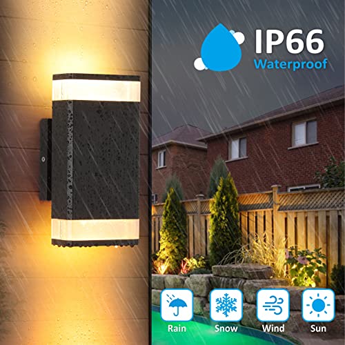 Dakaful Led Up And Down Lights Outdoor Wall Sconce, 2Pack Integrated Square Outdoor Lights For House, 10W 2700K Warm White Aluminum Ip66 Waterproof Modern Exterior Light Fixture For Porch Patio Garage #TOP2