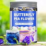 800+ Blue Butterfly Pea Flowers Tea - 100% Natural Dried Butterfly Pea Whole Flowers, 1.94oz (130+ Cups) Loose Leaf Herbal Tea for Summer Drinks, Cocktails, Iced Tea, Nature Food Coloring