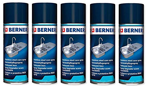 Berner 5 x Spray in Acciaio Inox (5 x 400 ml) * * * 5 x detergenti Speciali per Tutto in Acciaio Inossidabile * * * * * * * * * *
