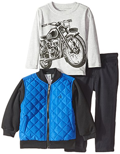 Calvin Klein Little Boys' Blue Jacket with Short Sleeve Tee and Pants Toddler