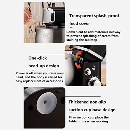 Kitchen Food Mixer Professional Electric Stand Blender with 6 Speeds Adjustable Suitable for Cooking Baking Wheaten Food Salad Cake (Color : Green) - Image 8