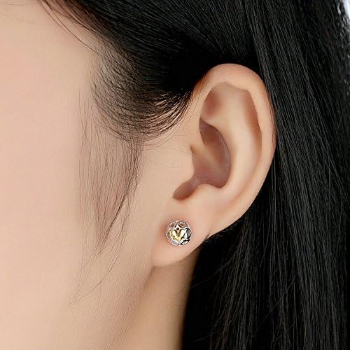 Pendientes de tuerca de corazón calado en plata de ley 925 para mujer 3