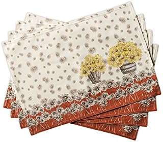 Maison d' Hermine Bagatelle 100% Cotton Set of 4 Placemats for Dining Table Kitchen Wedding Everyday Use Dinner Parties Thanksgiving/Christmas (33cm x 48cm)