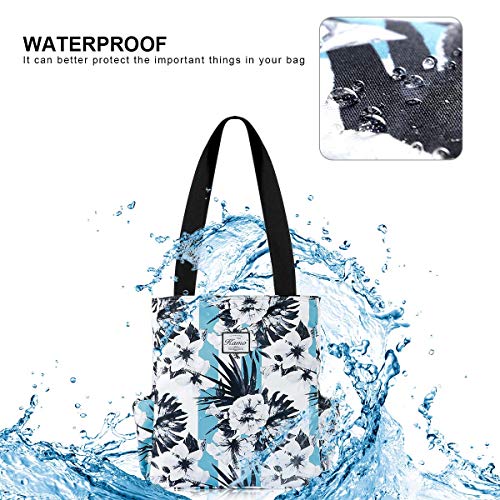 Image of KAMO Floral Tote Bag - Waterproof Lightweight Handbags Travel Shoulder Bag for Hiking Yoga Gym Swimming Travel Beach