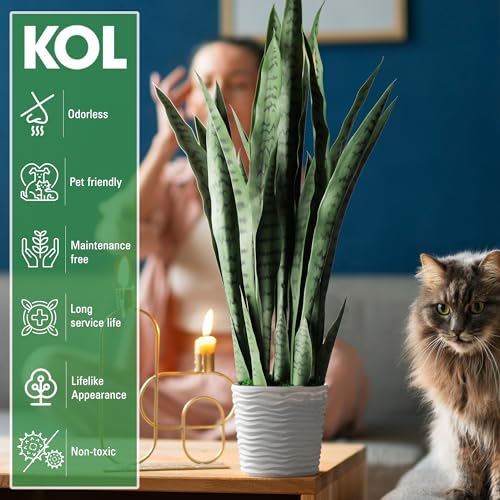 KOL-3FT-Artificial-Snake-Plant-Fake-Sansevieria-Indoor-Outdoor-28-Thick-PEVA-Leaves-Lifelike-Faux-Silk-Plant-Home-Decor-Mother-in-Law-Tongue-Plant-35in-Greenery-for-Office-Decoration-Green KOL 3FT Artificial Snake Plant Fake Sansevieria Indoor Outdoor 28 Thick PEVA Leaves Lifelike Faux Silk Plant Home Decor Mother in Law Tongue Plant 35in Greenery for Office Decoration Green
