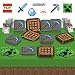 Minecraft Party Supplies for 16 - Dinner Plates, Dessert Plates, Napkins, Cups, Tablecloth, Tattoos - Pixel Mining Theme Birthday Tableware and Favors