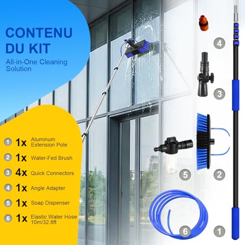 Brosse alimentee en eau perche telescopique pour laver - 8