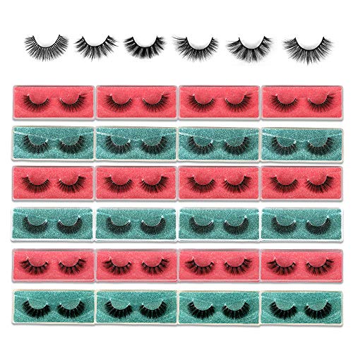 Pawotence 24 Pairs Lashes Pack Lashes Bulk Eyelashes Wholesale Fake Eyelashes Pack Wispy 6 Styles Soft Lightweight Reusable False Eyelashes in Portable Eyelash Boxes