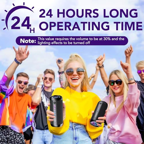 Portable Bluetooth Speaker with 30W Stereo Sound, 24H Playtime, 3 EQ Mode & 8 RGB lights Wireless Speaker, IPX7 Waterproof, TWS Wireless Pairing, Outdoor Speaker for Home and Hiking(Black) - Image 4