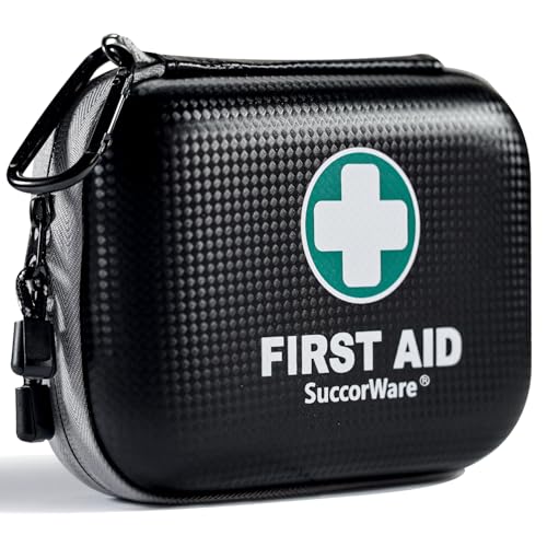 SuccorWare 150-Piece Mini First Aid Kit, Hard Shell, Black