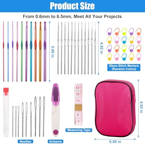 MECHEER Crochet Hooks Set, 54 Pack Crochet Needles Set Crochet Kits for Beginners, Ergonomic Crochet Hooks Kit with Storage Case, Knitting Needles, Hand Craft Knitting Accessories for Crocheters - 1