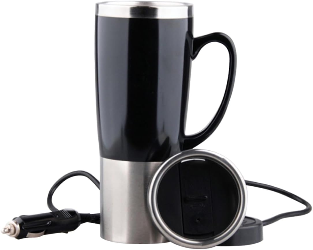 IMIKEYA 12v Stainless Steel Car Kettle Water Heater Fast Heating for Travel Compact Electric Cup Insulation for Coffee and Tea