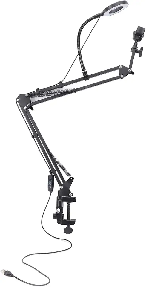 Luz do Anel Selfie Com Suporte de Telefone, Suporte de Braço Articulante Flexível, Suporte de Câmera No Alto Com Luz de Anel para Extensões de Cílios, Tratamentos de Beleza,