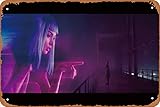 Orientation : paysage Blade Runner 2049 Poster vintage en métal avec hologramme Girl Joi Décoration murale pour café, club, cuisine et maison 20,3 x 30,5 cm