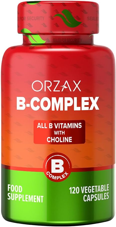 ORZAX Vitamin B Complex Supplement for Women & Men with Choline, Inositol – Balanced Energy Metabolism – Immune & Nerve Health (120 Veg Capsules) ORZAX Vitamin B Complex Supplement for Women & Men with Choline, Inositol – Balanced Energy Metabolism – Immune & Nerve Health (120 Veg Capsules)