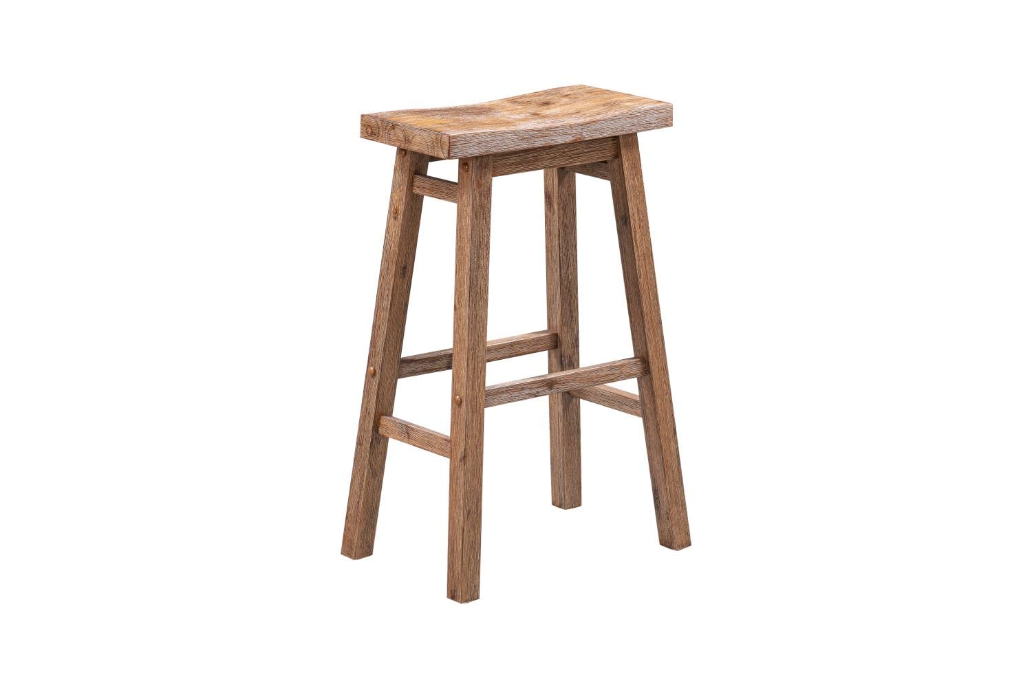 Boraam Sonoma Backless Saddle Kitchen Bar Stools - Barnwood Wire-Brush - Set of 2