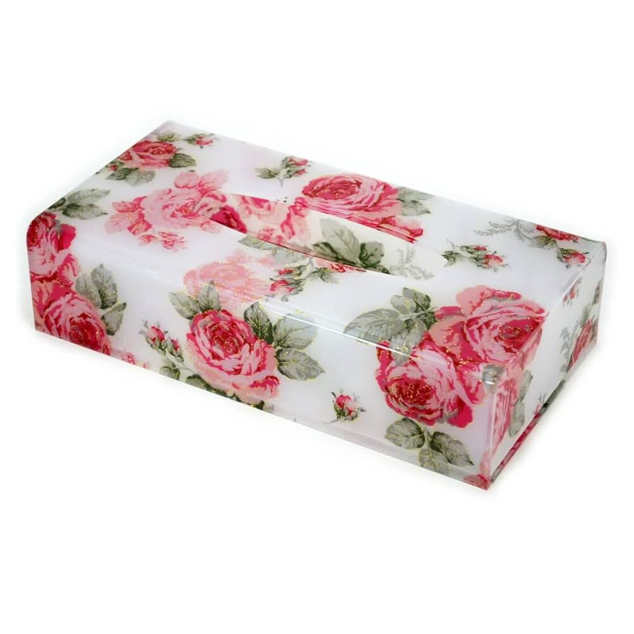Amazon｜ティッシュケース ルーシー 薔薇柄 ピンク ゴールド