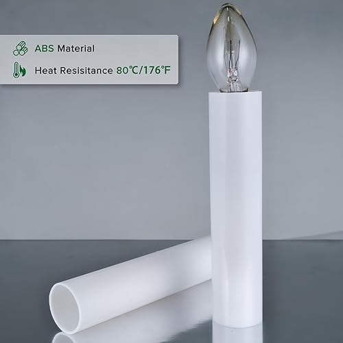 Miniatura 2 de Fundas de plástico blancas de 4 pulgadas de alto, fundas para candelabros, base de candelabro E12, juego de 6