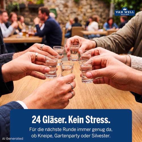Van Well Wachtmeister Schnapsgläser 28 ml, 24er Set, geeichte Shotgläser – Ansicht 4
