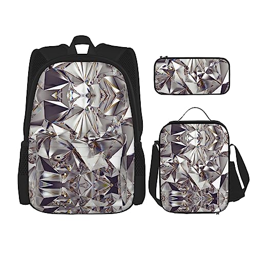 Sac à dos noir 3 en 1 avec sac à déjeuner et trousse assortis