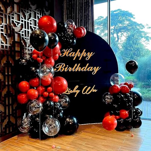 Image of Red and Black Balloons, 70 Pack 12 Inch Black and Red Latex Balloons for Birthday Graduation Wedding Racing Car Poker Card Party Decoration