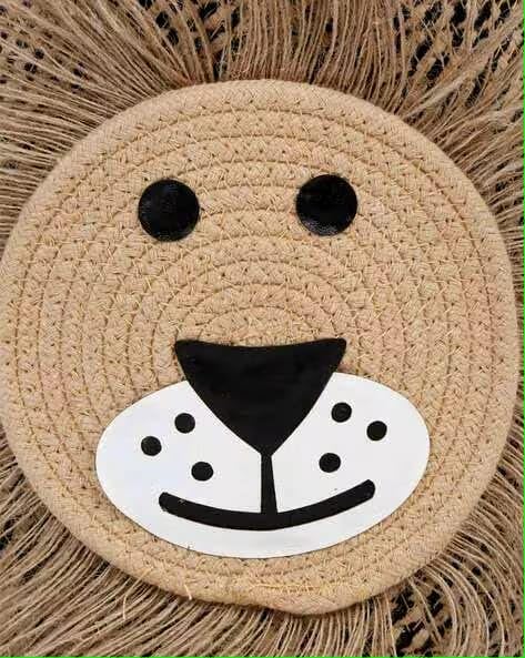 Image of Aroma Brand Kids Lid Basket with Beautiful Characters - Rope Storage Basket for Baby Diaper, Stuffed Animal Storage Bin Rope Basket for Kids Toy, Baby Laundry Baskets with Lid (Brown Lion)
