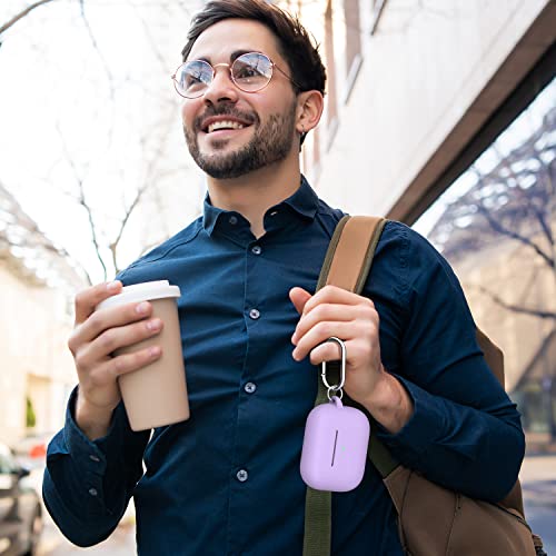R-Fun Airpods Pro 2Nd/1St Generation Case Cover With Keychain, Full Protective Silicone Skin Accessories For Women Men With Apple Airpods Pro 2022/2019 Charging Case, Front Led Visible-Banana Purple #TOP2