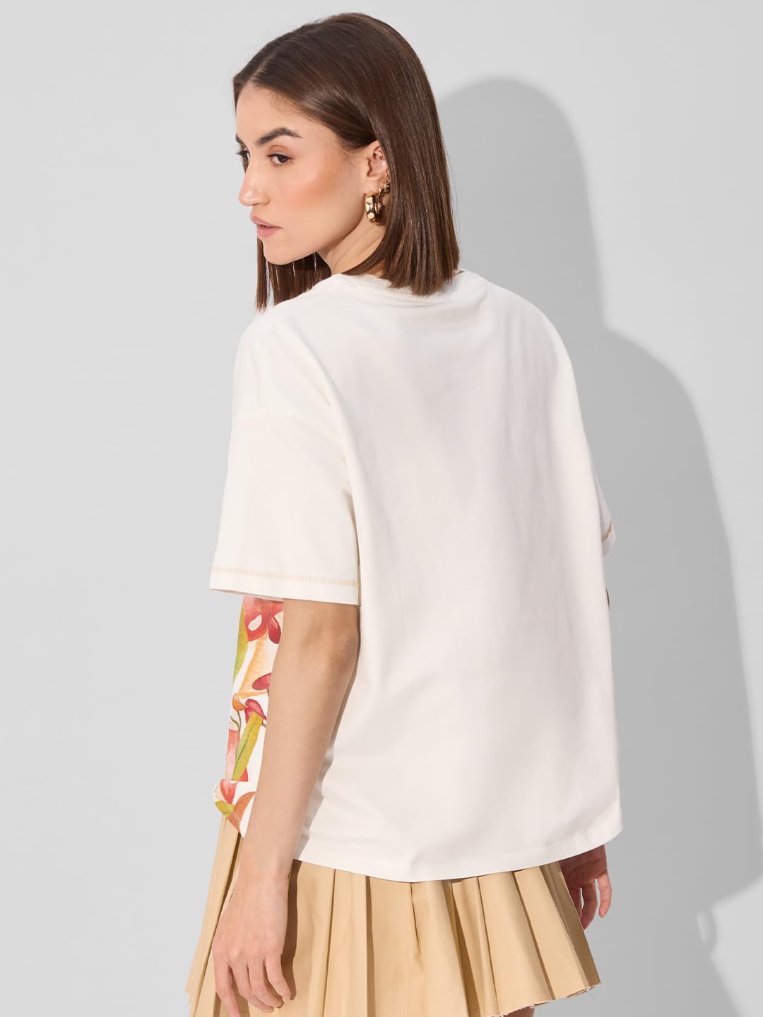 The Souled Store Intuition - Maglietta a maniche corte con scollo rotondo, in cotone stampato, per donne e ragazze