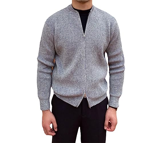 Dvbfufv Autumn Winter Solid Color Zipper Casual Sweaters Man Long Sleeve Loose Fashion Streetwear Cardigan