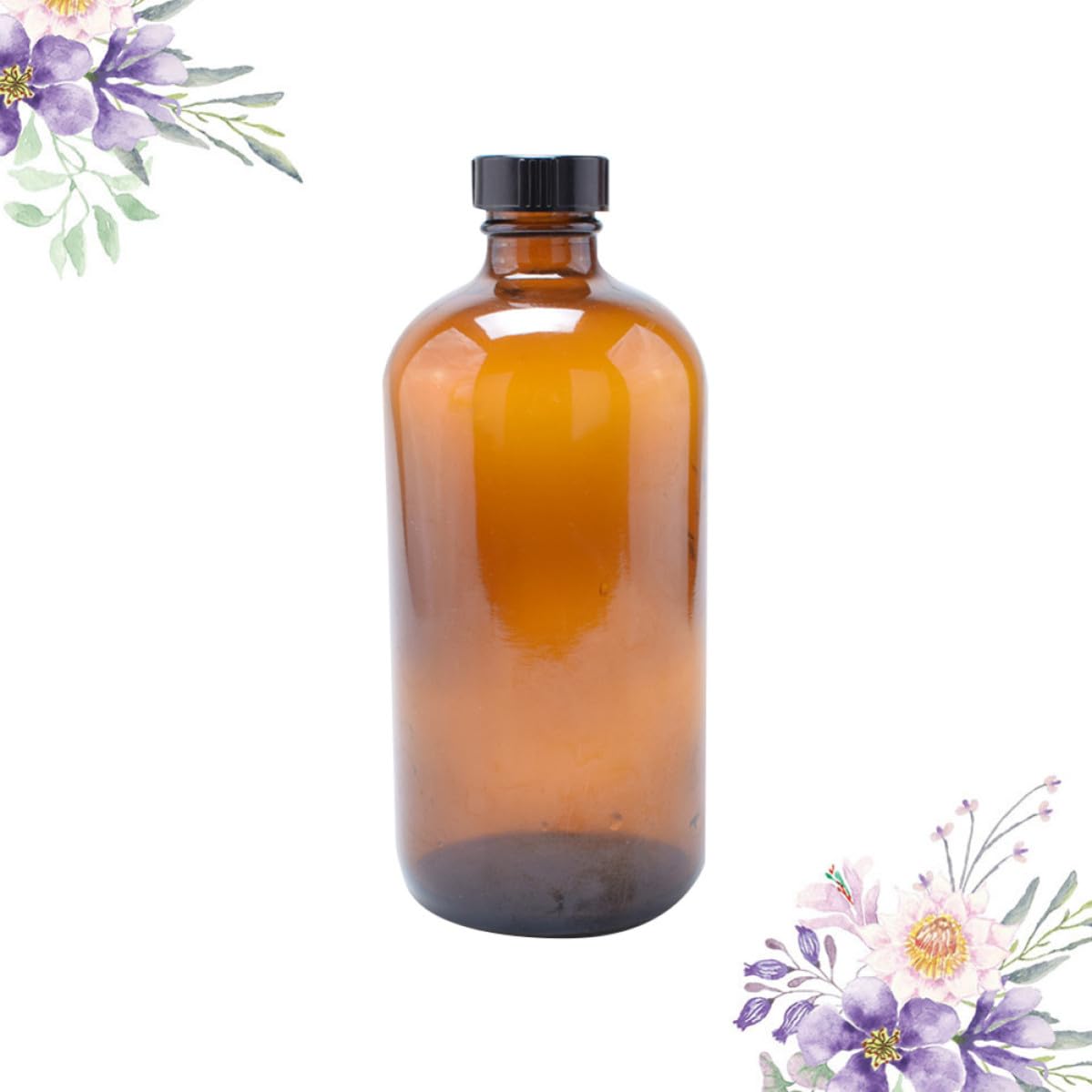 Healeved 4 Pezzi Bottiglia di Vetro Marrone 500ml con Coperchio Ermetico per Conservazione Alimenti, Ecologica Casa e Viaggio