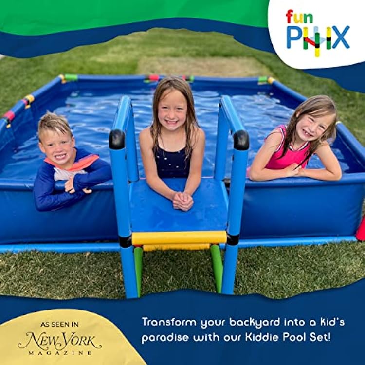 Plastic Kiddie Pool for Kids Ages 8-12 - Buildable Backyard Above Ground Pool for Ball & Sand Pit with Tubes, Connectors, Panels & Sleeve - Toddler Swimming Pools for Outside Play by Funphix