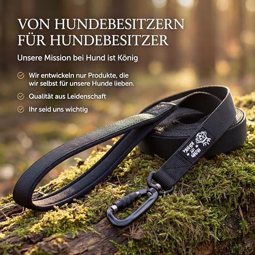 HUND IST KÖNIG Schleppleine 15m für Hunde 12-70kg - Lange robuste Hundeleine mit Griffpolster & Sicherheitskarabiner - Trainingsleine + eBook, Hundeleine lang 5m, 10m, 15m, 20m