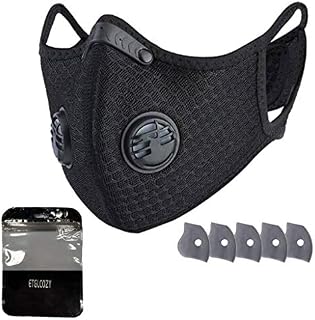 ETGLCOZY Dust Mask with 5 Activated Carbon Filters, Dustproof Respirator Breathing Mask