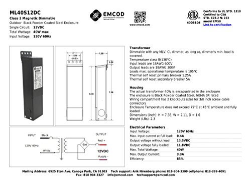 Emcod Led Driver 40W Magnetic Dimmable Transformer Hardwired - Inspired Led #TOP6